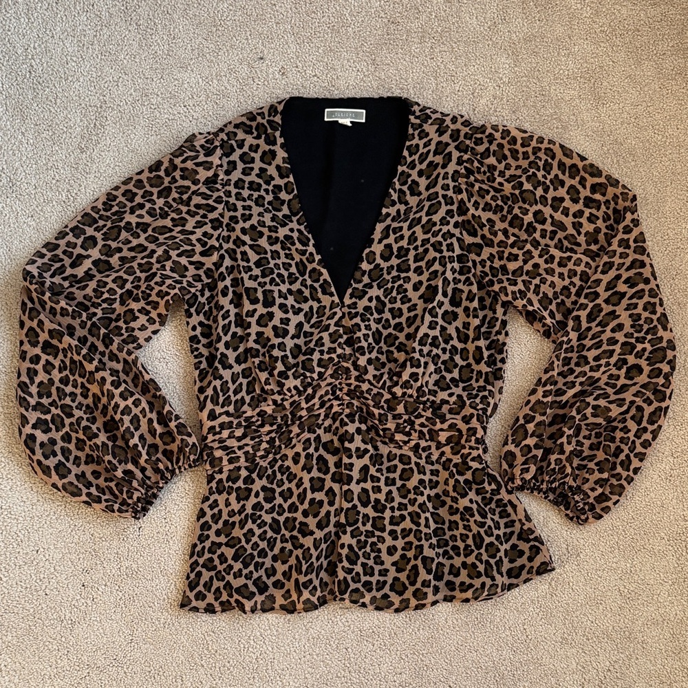 Pleione Animal Print V-Neck Blouse